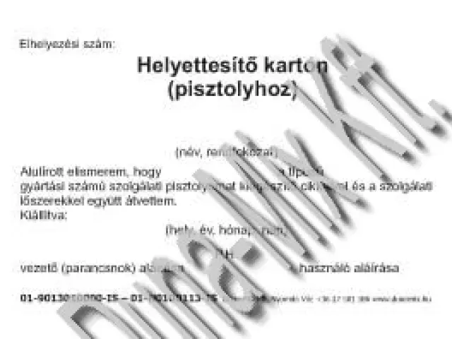Helyettesítő karton (pisztolyhoz)